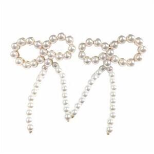 NEW BRIANNA CANNON women's pearl bow earrings in silver